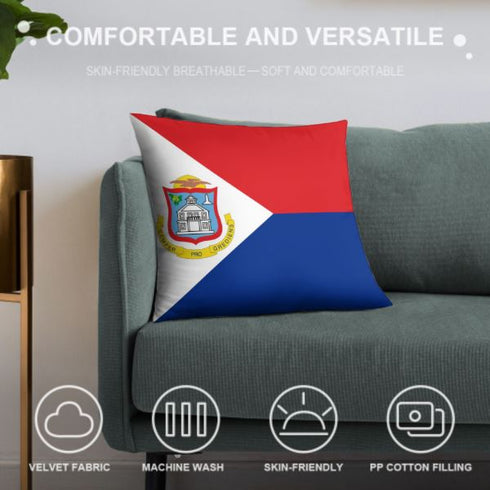 Sint Maarten Flag Throw Pillow - CaribeHeart Sint Maarten